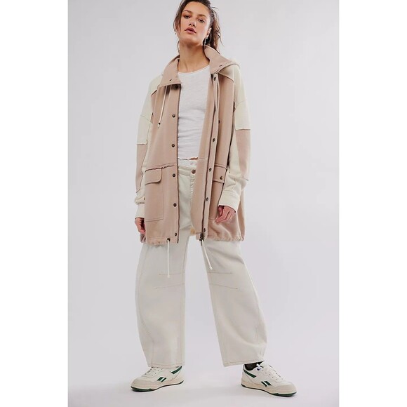 Free People Cardigan Radio Hoodie Top Jacket Zip-Up Oversized M NWD 282898 - Picture 2 of 13